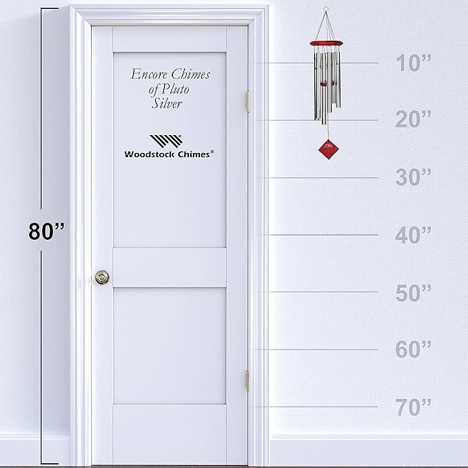 Woodstock Chimes Pluto Wind Chime for Outside 27" Silver Small, Light Airy Sound for Outdoor Garden, Patio, Porch Decor, Encore Collection DCS27