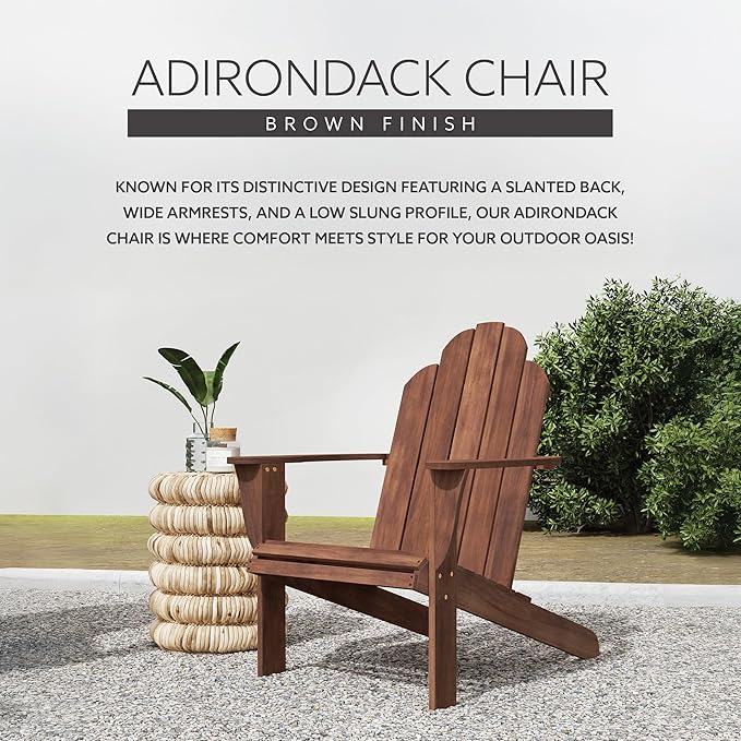 Linon Home Dcor Home Decor Teak Wood Stock Chair, 30.4" wx37.6 dx37.8 h, Stain