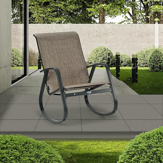 Kozyard Outdoor Contemporary Patio Rocking Sling Chair with Powder Coated Aluminum Frame and Weather Resistant and Breathable Mesh Fabric, Perfect for Patio, Porch, Yard, Garden