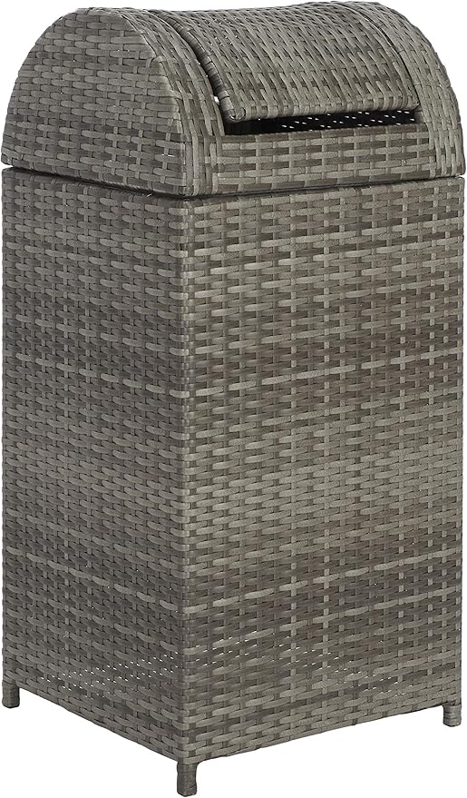 Safavieh Outdoor Collection Serapis Grey Wicker Trash Bin