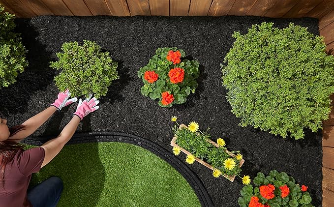 Rubberific Premium Shredded Rubber Mulch for Gardens, Lawns, and Landscaping | Long Lasting Color | Looks Like Natural Wood Mulch (1.5 CU. FT. - 27 LBS, Black)