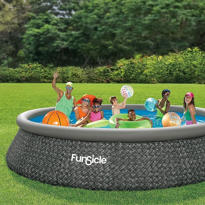 Funsicle Quickset 15ft x 36in Round Inflatable Above Ground Swimming Pool with Filter Pump – Easy Setup with Top Ring Design