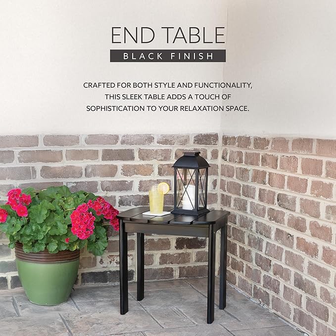Linon Jayde Black Solid Wood Outdoor Adirondack Side Accent Table