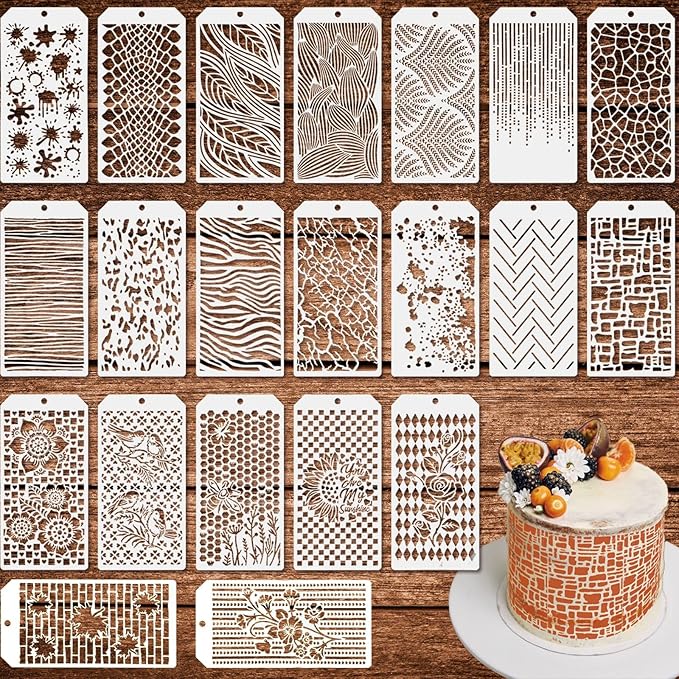 Texture Stencils for Painting, 21PCS 9.4x4.7 Plastic Stencils for Crafts Reusable, Nature Inspired Patterns with Flowers, Leaves & Geometric Designs, for Wall Trim, Furniture Edge & Home Decor