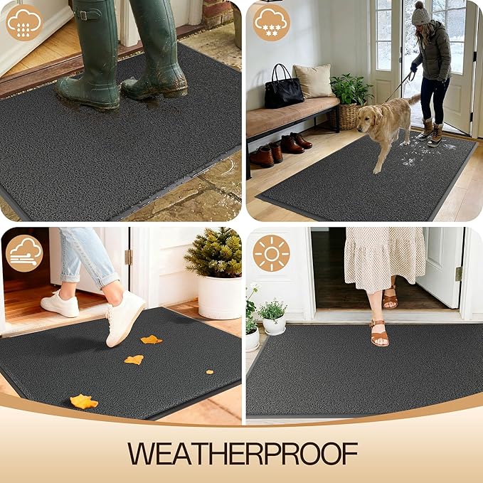 Amyracel Front Door Mat Indoor Outdoor Entrance, 36" x 72" All-Season Waterproof Doormat for Enterway, Heavy Duty Commercial Floor Mat, Fade Resistant, Rubber Back, Low Profile, Easy Clean
