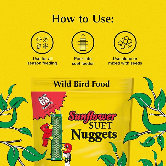 C&S Sunflower Suet Nuggets, Wild Bird Food for Woodpeckers, Chickadees, Nuthatches, and More., 27 Ounces