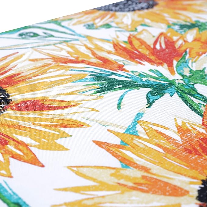 Pillow Perfect Bright Floral Indoor/Outdoor 1 Piece Split Back Chair Cushion Set With Ties, 1 Count, 40.5" x 21", Yellow/Green Sunflowers