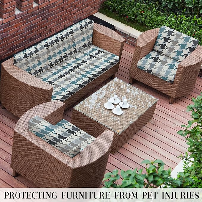8Pcs Outdoor Cushion Covers, Patio Cushion Covers,Stretch Elastic Slipcovers, Replacement Washable & Reusable Furniture Protector for Patio Couch (Mosaic-Pattern,Cover Only)