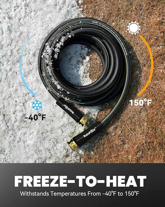 RAINPOINT Short Leader Garden Hose 10ft x 5/8", Water Hose Heavy Duty, Flexible, Lightweight Durable Hybrid Hose with Swivel Handle for Yard, Car Wash, Pets, No Kink, Female to Female Fittings
