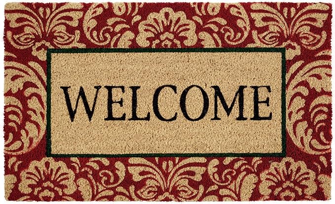 DII Natural Coir Doormat Outdoor Welcome Mat, 17x29, Damask