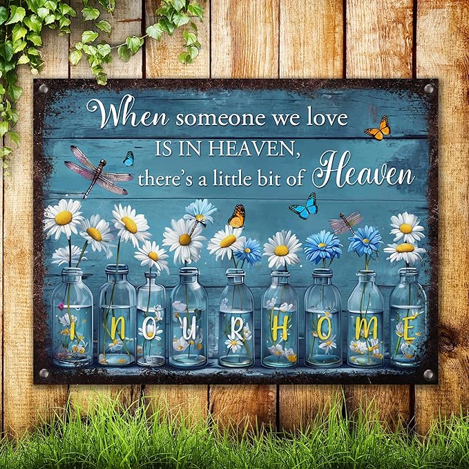 Custom Garden Signs Personalized Metal Tin Sign for Women, Retro Funny Welcome Metal Sign for Outdoor, Patio, Yard Rustic Home Decor Gift for Mothers Day, Grandmas, and Gardening Lovers Blue