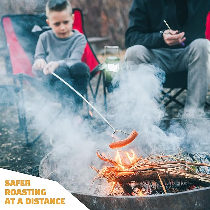 MalloMe Smores Sticks for Fire Pit - Accessories for Campfire Marshmallow Roasting Sticks Smores Kit Outdoor - Smore Skewers Hot Dog Fork For Outside, Camping Essentials Bonfire Gear Long 34" 20 Pack