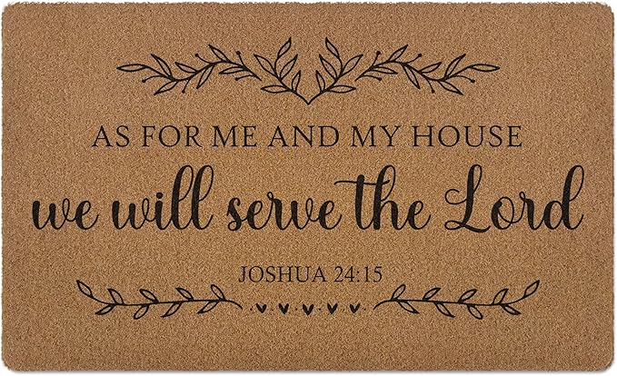 Christian Easter Door Mat, Christian Gifts for Woman, As for Me and My House We Will Serve The Lord Welcome Front Door Mat Indoor Outdoor Entrance, Bible Verse Coir Doormat for Patio 30x17in