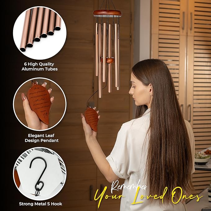 Best Memorial Wind Chimes for Outside - 32.5" Sympathy Wind Chimes Memorial Gifts for Loss of Loved One - in Remembrance Gifts - Best Bereavement Gift Idea for Loss of Loved One - Unique Funeral Gift
