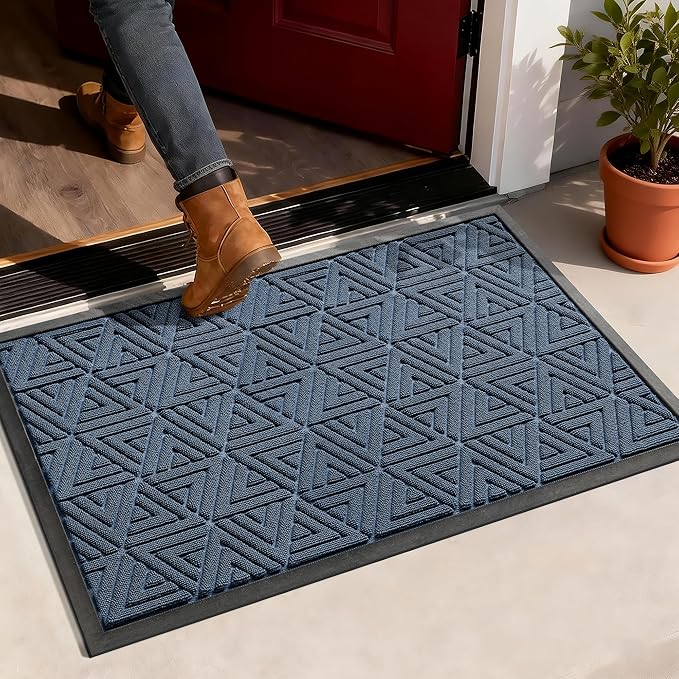 Yimobra Large Door Mat 36x24, All-Weather Waterproof Non-Slip Welcome Matt Outdoor, Heavy Duty Non Slip Doormat for Entryway for Patio and Garage Indoor, Easy Clean, Blue