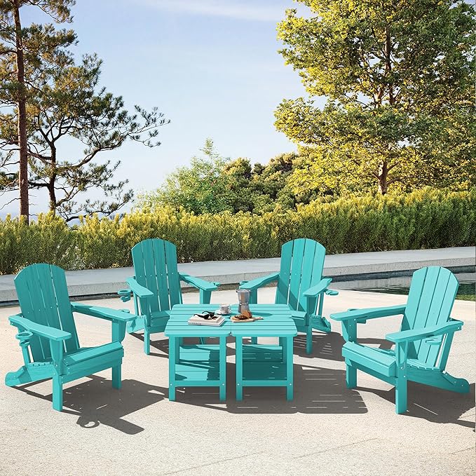 SERWALL Double Adirondack Side Table End Table Set of 2- Tiffany