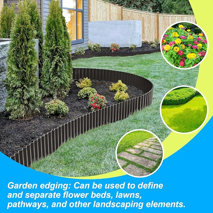 Corrugated Metal Garden Edging 6" x 100Ft, Landscape Edging Border for Lawn, Flower Bed, Garden Fence, Paver Edging (Black)