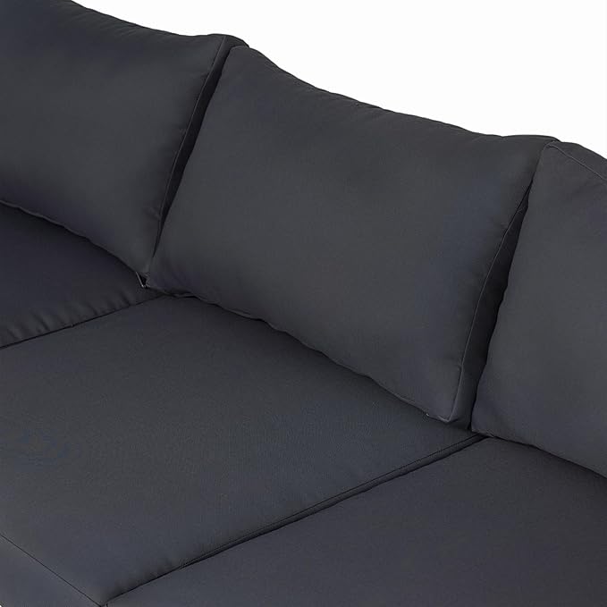 Christopher Knight Home Kavets 76.25'' W Outdoor 3 Seater Sofa with 5" Cushion, Acacia Wood Patio Sofa, Modern Slat Panel Bench, Spacious Seating Couch for Backyard Garden Porch, Light Teak+Dark Gray