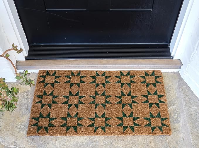 KAF Home New Coir Doormat with Heavy-Duty, Weather Resistant, Non-Slip PVC Backing | 17 by 30 Inches, 0.6 Inch Pile Height | Perfect for Indoor and Outdoor Use (Green)