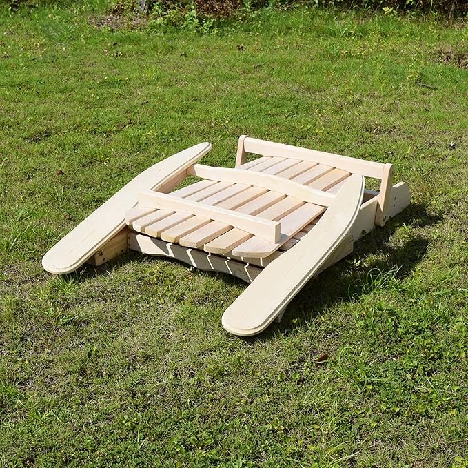 Foldable Wooden Adirondack Chair, Outdoor, Garden, Lawn, Deck Chair, Natural, MPG-ACE010KIT