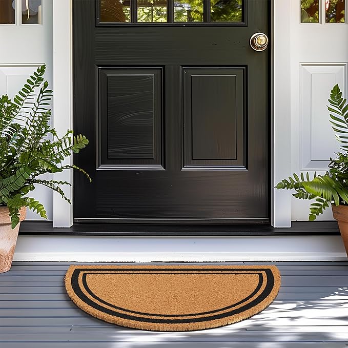 Barnyard Designs Natural Coco Coir Doormat Welcome Mat for Front Door & Outdoor Entrance, Large Door Mat for Indoor Entrance or Porch Entry, Brown (24x36, Border)