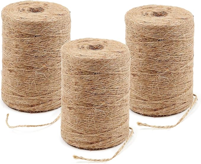 2mm - 164FT Natural Jute Twine Rope String - for Crafts Gardening Plant Accessories Gift Wrapping, Arts Packing Material Christmas Twine Bulk Wedding Decor (1800 Ft)