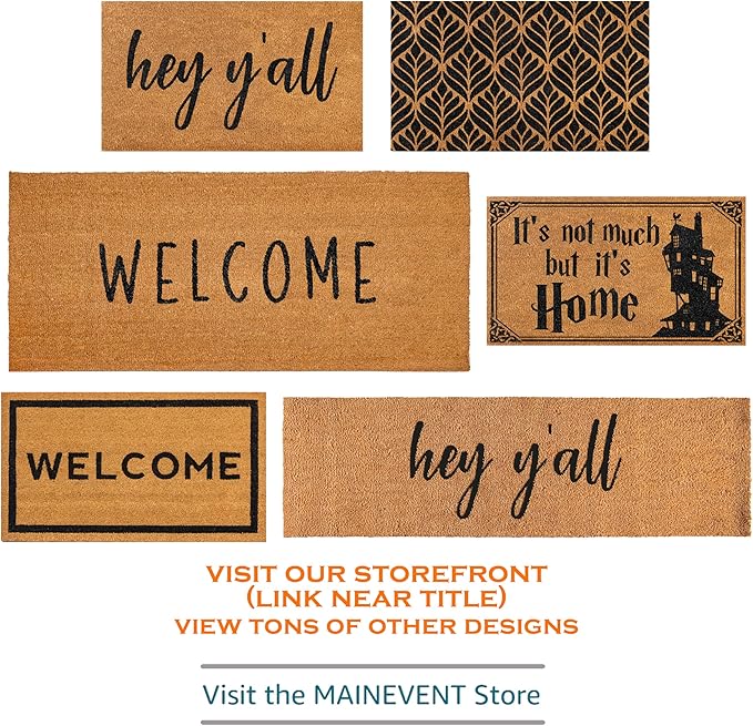 MAINEVENT Welcome Long Door Mat 48x24 Inch, Oversized Welcome Mat for Double Door Covered Outdoor Entrance with Non-Slip PVC Backing