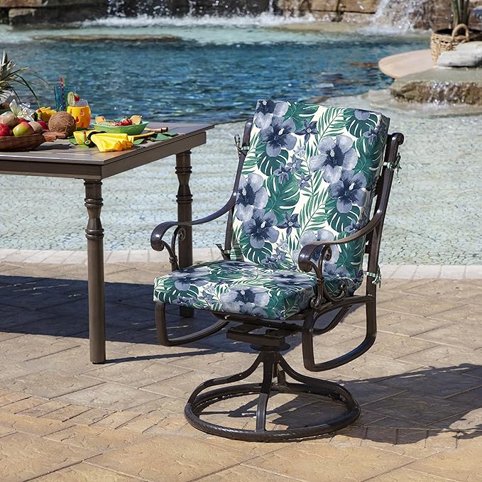 Arden Outdoor Patio Dining Chair Cushion, 20x44, Rain-Proof Seat Pad, Fade-Resistant Outdoor Cushion Salome Tropical