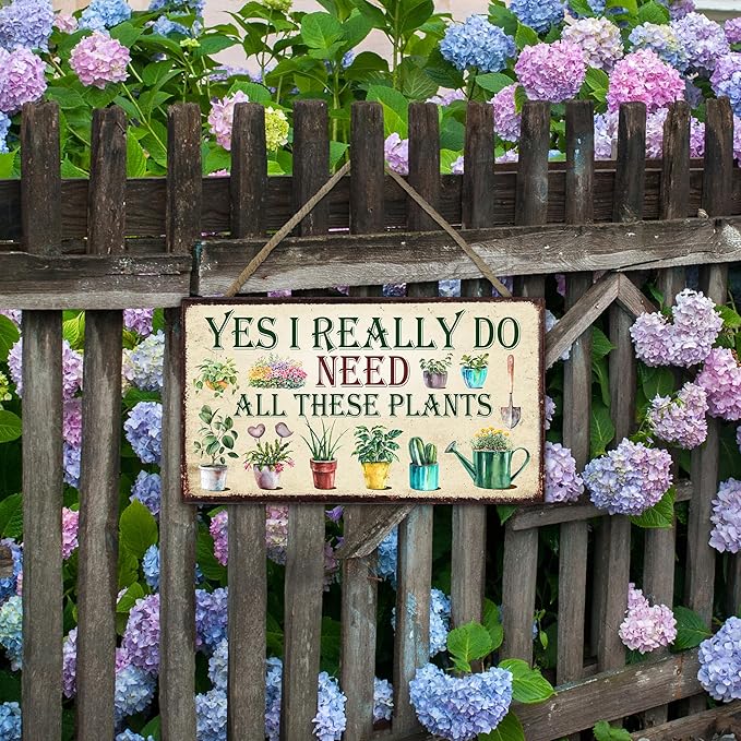 Yes,I Really Do Need All These Plants Garden Sign - Retro Wooden Hanging Spring Decor for Country Rustic Garage Home Farmhouse Wall Fence Decor Garden Gift for Mothers, Grandmas, and Plant Lovers -A04
