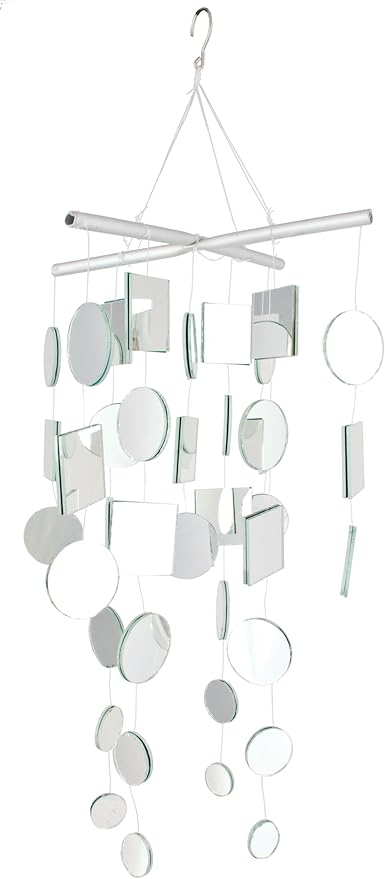 Woodstock Chimes Asli Arts Collection, Mirror Chime, Medium (20'') Capiz Wind Chimes for Outdoor, Patio, Home or Garden Décor (C125)
