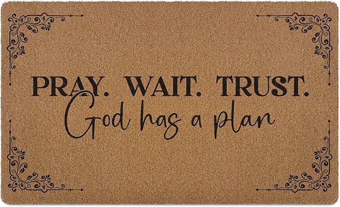 Christian Door Mat Doormat, God Has a Plan Bible Verse Welcome Front Door Mat Indoor Outdoor Entrance, Religious Artificial Coir Doormats Rugs for Porch Entryway Home Decor 30x17in