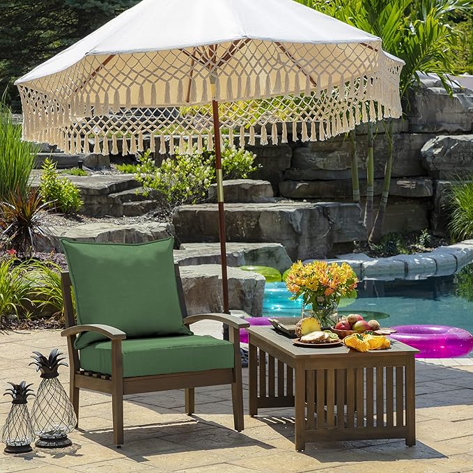 Arden Outdoor Foam Deep Seat Cushion Set, 22 in x 24 in, Weather-Proof, Rain-Proof, Fade Resistant Patio Cushion, Bottom and Back Cushion for Chair, Sofa, and Couch Bright Moss Green Leala