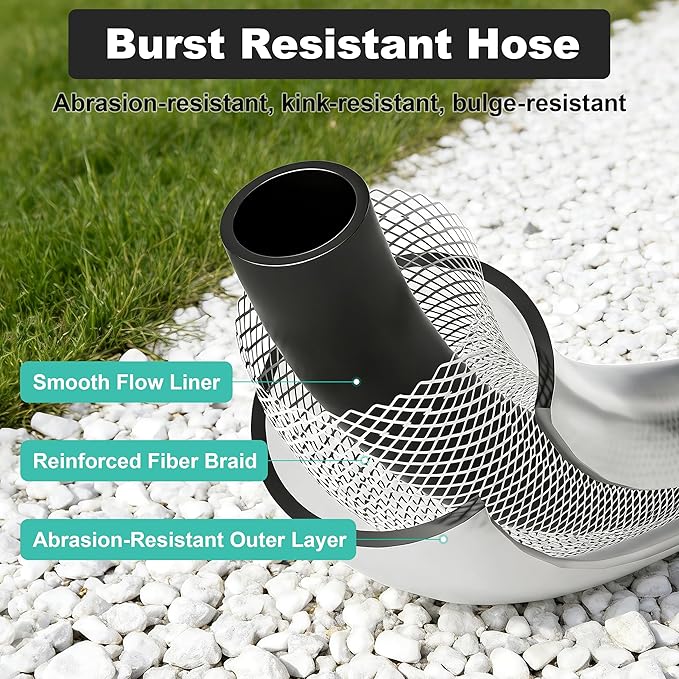 Retractable Garden Hose Reel - 1/2 in x 120 ft Automatic Wall Mount Heavy Duty Automatic Water Hose Reel with 9 Patterns Nozzle, Kink-Resistant Hose, 180° Swivel, Auto-Lock for Outdoor Watering