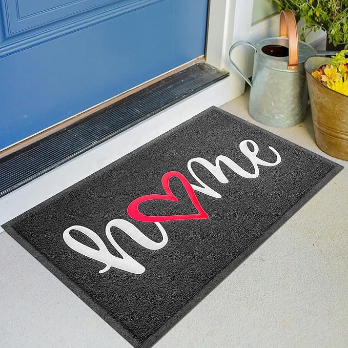 KILOCOCO Door Mat Outdoor Doormat Welcome Mat, Funny Home Mats Non-Slip Front Door Mat for Entrance, Easy Clean Indoor Door Mats for Garage, Yard, Patio, High Traffic Areas 18"x30", Black