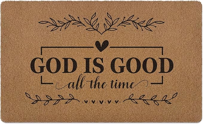 Christian God is Good Door Mat Doormat, Bible Verse Welcome Front Door Mat Indoor Outdoor Entrance, Rustic Religious Artificial Coir Doormats Rugs for Porch Patio Entryway Home Decor 30x17in