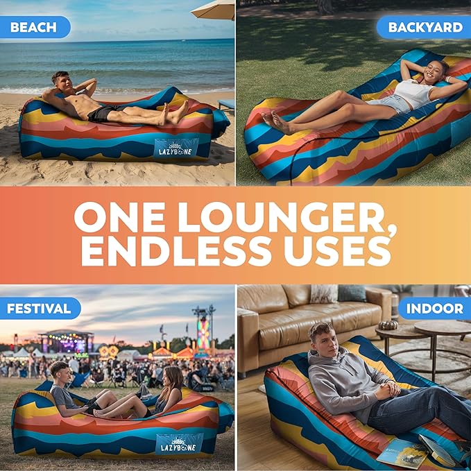 Chillbo Lazybone Inflatable Lounger - Ultimate Inflatable Couch for Maximum Chill - The Perfect Blow Up Couch for Music Festivals Or Lounger for Camping