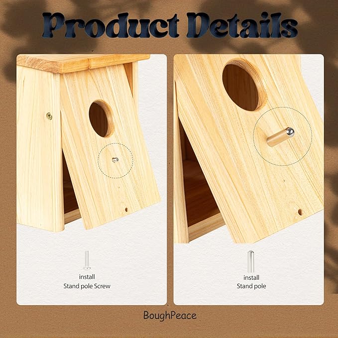 Wooden Bird Houses for Outside Birdhouses Nest Bluebird House for Cardinals Finch Wren Swallow for Garden Viewing 1B