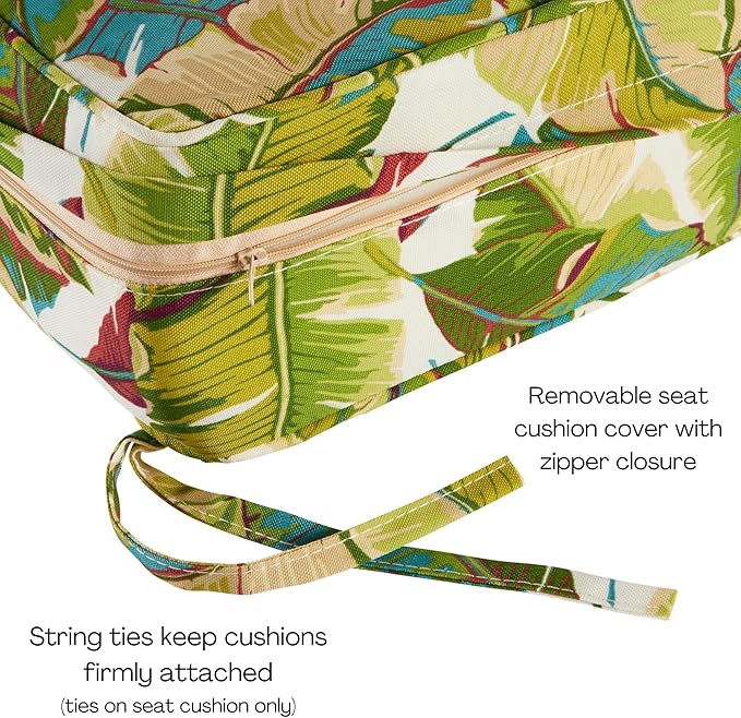 Greendale Home Fashions Outdoor Reversible 2-Piece Deep Seat Cushion Set, Tropical Multi