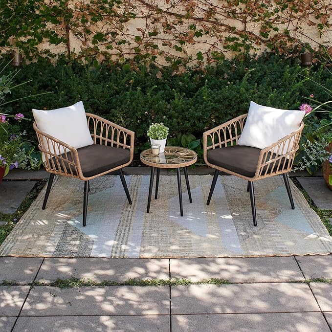 19"x 19"x 3" Patio Chair Cushions Set of 2, Waterproof Outdoor Chair Cushions, Patio Seat Cushion with Adjustable Ties, Darkgrey