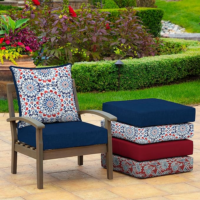 Arden Outdoor Deep Seat Cushion Set, 24 in x 24 in, Weather-Proof, Rain-Proof, Fade Resistant Patio Cushion for Chair, Sofa, and Couch Clark Blue