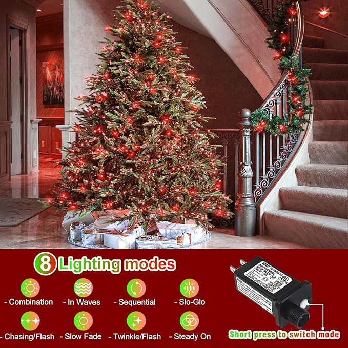 165FT 500 LED Outdoor String Lights, Connectable Valentines String Lights Waterproof with 8 Modes, Plug in Twinkle Fairy Lights Clear Wire for Indoor Bedroom Garend Wedding Patio Decorations, Red