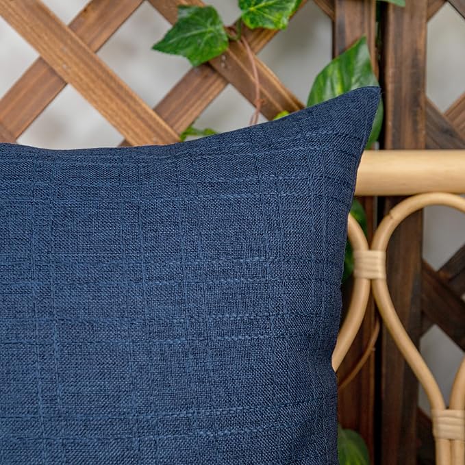 Kevin Textile Pack of 2 Outdoor Waterproof Pillow Covers Checkered Decorative Cushions Sham Throw Pillowcases Shell for Patio Tent Garden Couch Bed Sofa 22x22 Inch Blue
