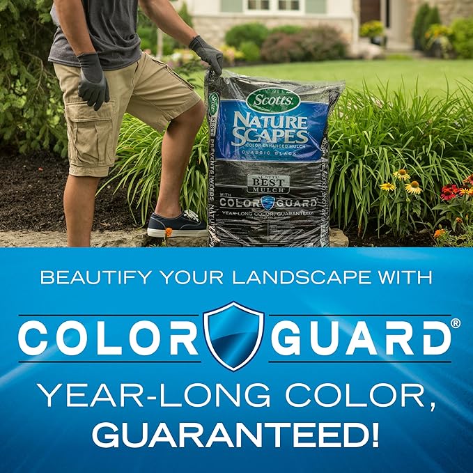 Scotts Nature Scapes Color Enhanced Mulch Classic Black - Wood Shredded and Bagged Black Landscaping Mulch, Bulk Pallet - 1.5 cu. ft. Bags, Pallet of 80