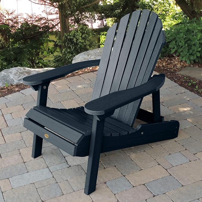 Highwood Hamilton Made in The USA Folding and Reclining Adirondack Chair, Adult Size, Federal Blue