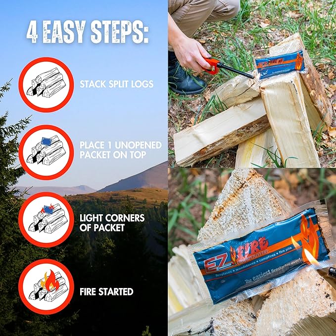 – All-Natural Fire Starters for Campfires, Fire Pits, BBQs & Fireplaces – Long Burning, Weather-Resistant, Non-Toxic & Easy to Light | 40 Pack