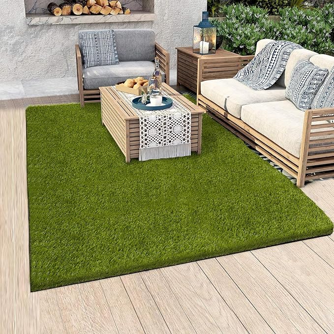 Artificial Grass Outdoor, 4x6 Ft Realistic Artificial Turf Grass Rug, Large Fake Grass for Dogs Indoor Outdoor Garden Lawn Landscape Patios Decoration