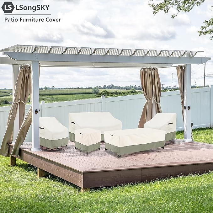 Outdoor Swivel Lounge Chair Cover 2 Pack,100% Waterproof Heavy Duty Outdoor Chair Covers,(33 W x 35 D x 38.5 H inches) Patio Furniture Cover for Swivel Patio Chair,White&Grayish Green