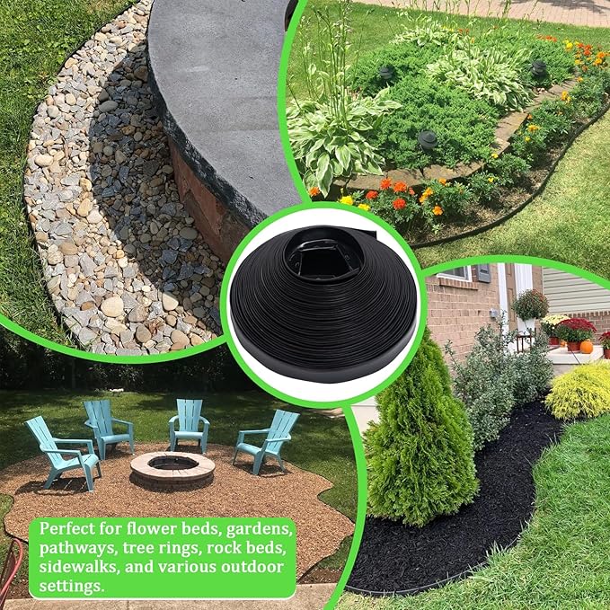 Landscape Edging 2.5 Inch Tall 100 FT, Black Edging for Landscaping with 5Pcs connectors and 120 Pcs Anchoring Spikes for Garden Flower Beds Yard Lawn
