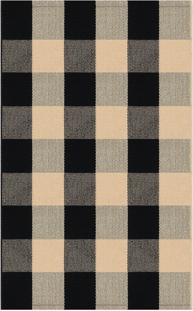 IOHOUZE Buffalo Plaid Checkered Rug 2x3 Ft Front Door Mats, Washable Area Rugs for Front Porch Welcome Mats Indoor Outdoor, Entryway Door Rug for Entryway, Home Entrance, Tan Black