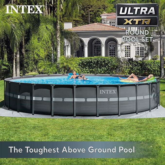 Intex Above Ground Swimming Pool Set, Ultra XTR 24' x 52" Round Frame Bundled with 2 Pack OptiFlow Premium Filter Sand, 50 lb Bags